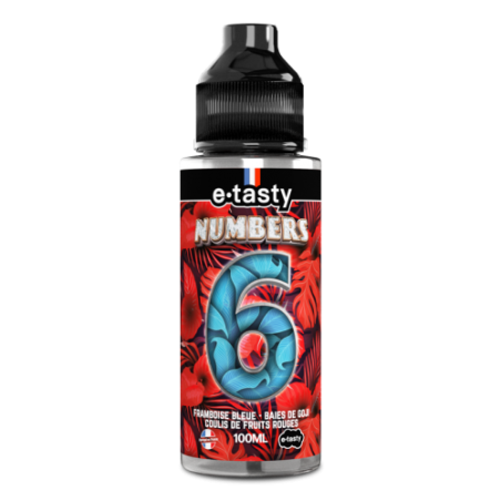 Numbers 6 E-Tasty - 100ml - Framboise bleue, Baies de Goji, coulis de fruits rouges