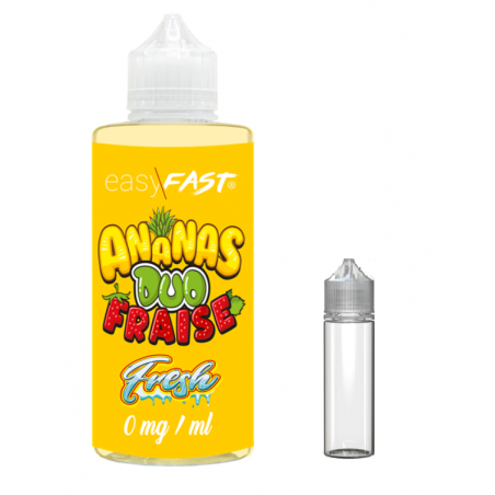 E liquide Duo Ananas fraise fresh - 230 ml - 00mg - 03mg - 06 mg - EASY/FAST