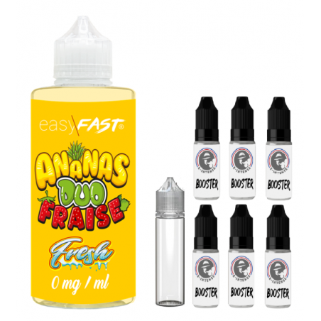E liquide Duo Ananas fraise fresh - 230 ml - 00mg - 03mg - 06 mg - EASY/FAST