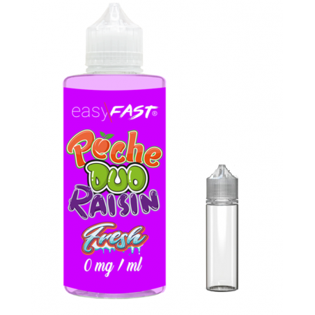 E liquide Duo Pêche Raisin fresh - 230 ml - 00mg - 03mg - 06 mg - EASY/FAST