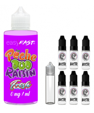 E liquide Duo Pêche Raisin fresh - 230 ml - 00mg - 03mg - 06 mg - EASY/FAST