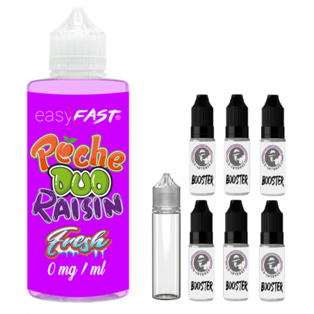 E liquide Duo Pêche Raisin fresh - 230 ml - 00mg - 03mg - 06 mg - EASY/FAST