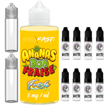 E liquide Duo Ananas fraise fresh - 500 ml - 00mg - 03mg - 06 mg - EASY/FAST