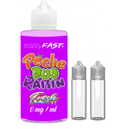 E liquide Duo Pêche Raisin fresh - 500 ml - 00mg - 03mg - 06 mg - EASY/FAST