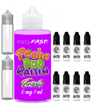 E liquide Duo Pêche Raisin fresh - 500 ml - 00mg - 03mg - 06 mg - EASY/FAST