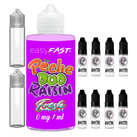 E liquide Duo Pêche Raisin fresh - 500 ml - 00mg - 03mg - 06 mg - EASY/FAST