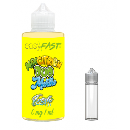 E liquide Duo Citron - Menthe fresh - 230 ml - 00mg - 03mg - 06 mg - EASY/FAST