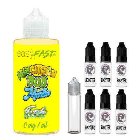 E liquide Duo Citron - Menthe fresh - 230 ml - 00mg - 03mg - 06 mg - EASY/FAST