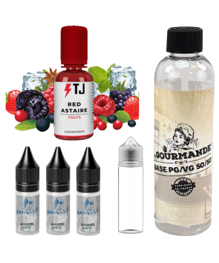 pack diy 230 ml red astaire- 03 mg avec concentré 30 ml de chez T-juice