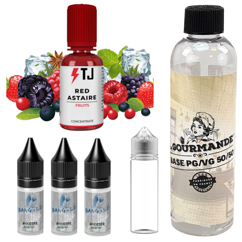 pack diy 230 ml red astaire- 03 mg avec concentré 30 ml de chez T-juice