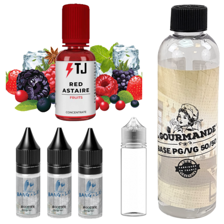 pack diy 230 ml red astaire- 03 mg avec concentré 30 ml de chez T-juice