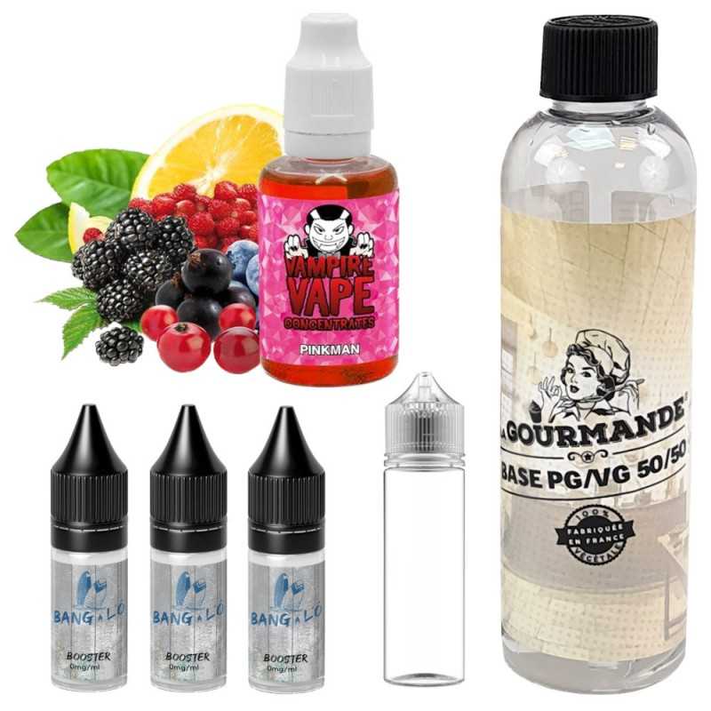 pack diy 230 ml pinkman- 03 mg avec concentré 30 ml de vampire va